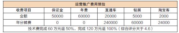 淘宝天猫店铺人力、设备、推广成本预算